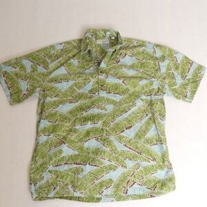 Tori Richard Uniforms Pullover Hawaiian Shirt Green Blue Men's Medium